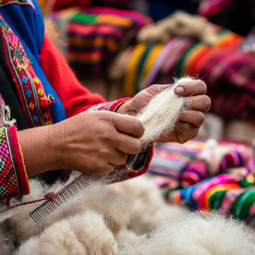 trabajando hilos de alpaca